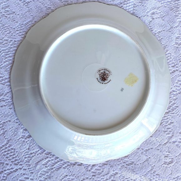 HOUSE of GOEBEL Bavaria Dinner Plate, Pink Wild Roses, Gold Leaves On Green - Picture 3 of 3